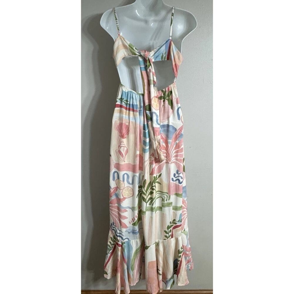 Paper Heart Maxi Dress Women’s XS Island Tropical Print Cut Out Ruffle Hem NWT - Picture 10 of 14